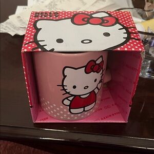 Hello Kitty Pink Mug with Red Bow and Red Outfit